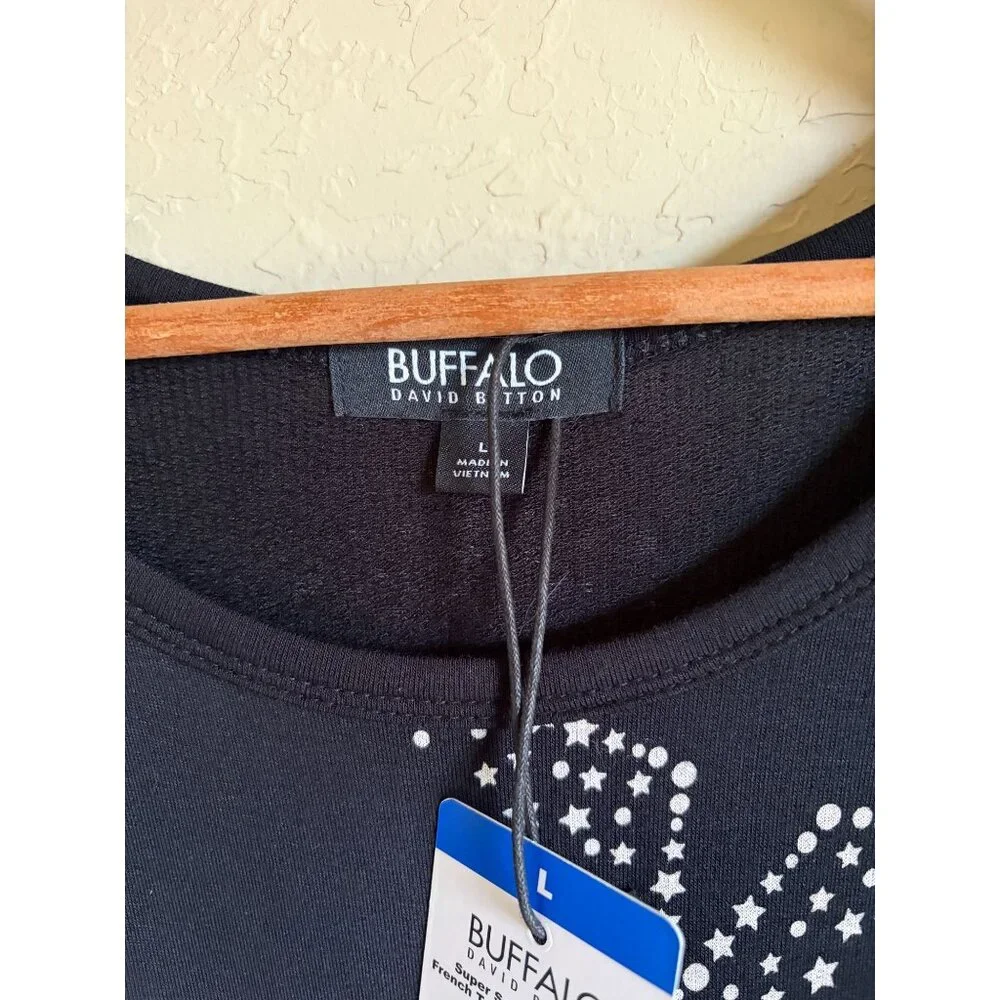 New! Buffalo David Bitton Super Soft Lightweight French Terry Short Sleeve Top M - Picture 4 of 7